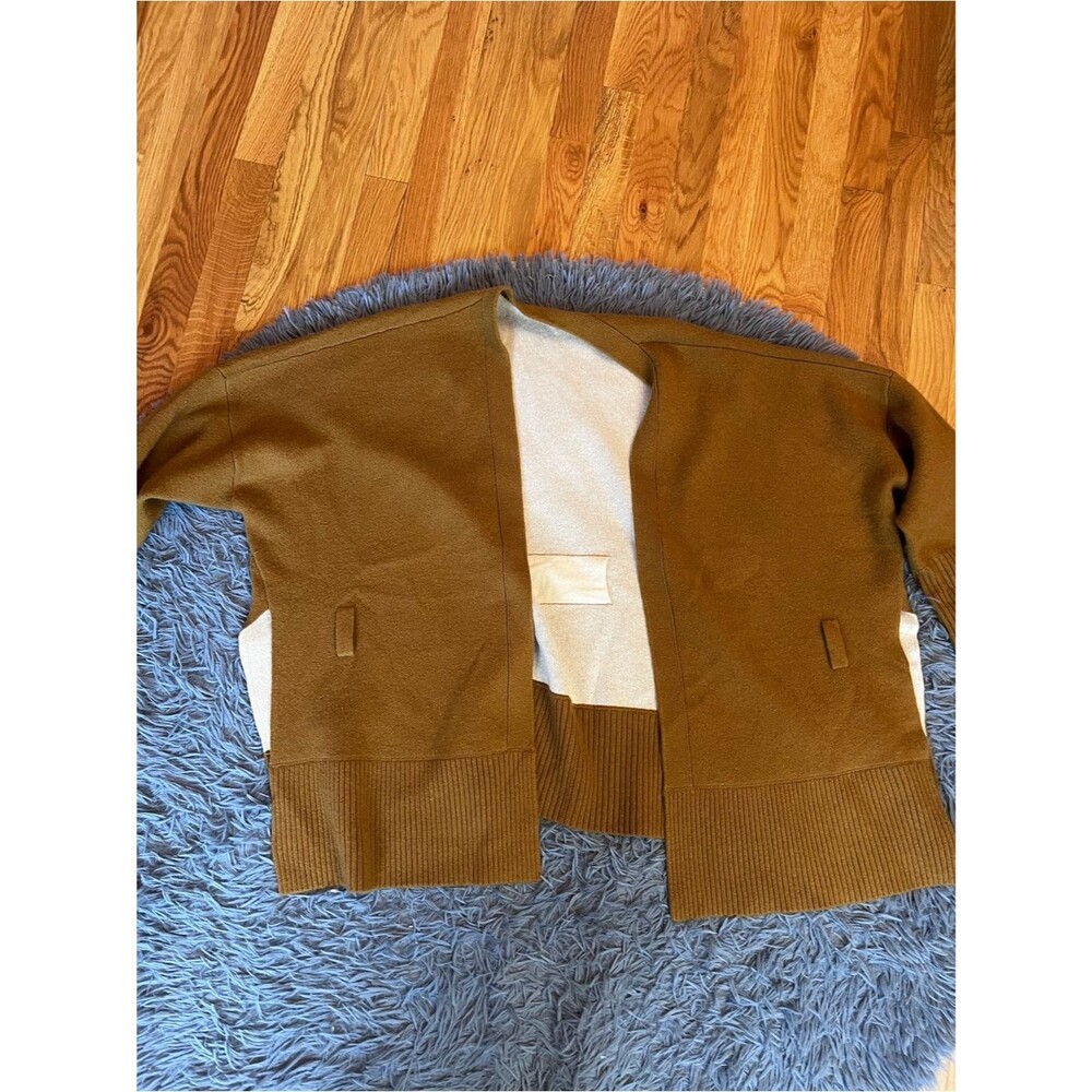 Club Monaco Light Brown Open Front Cashmere Chunky Oversized Cardigan Size M L - Picture 2 of 6